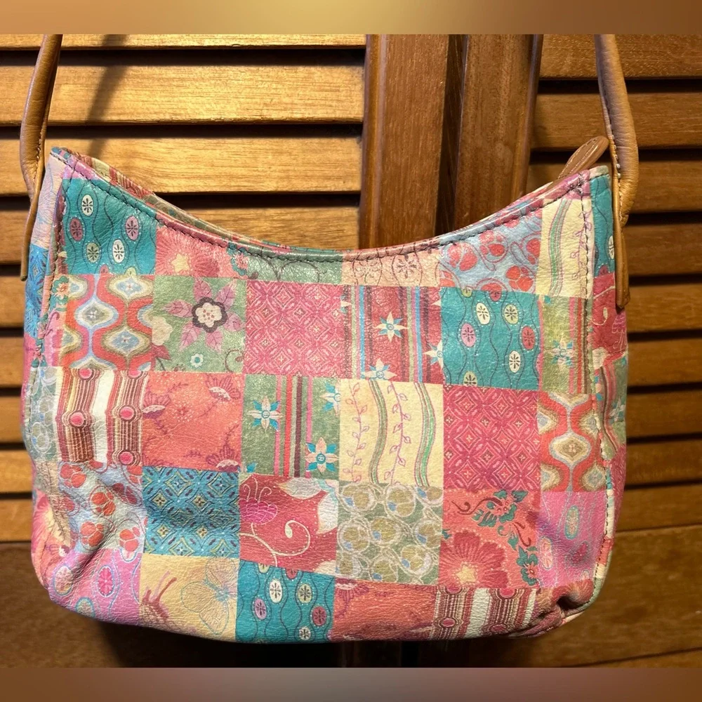 Vintage Fossil Genuine Leather Colorful Patchwork Crossbody Bag - Picture 5 of 16